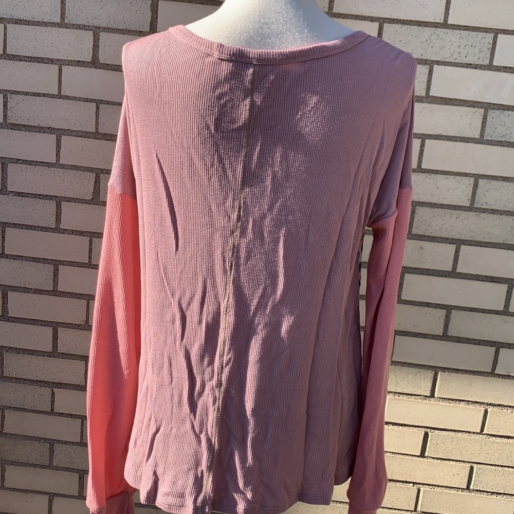 ❌DONATED❌Mauve Blush Pink Cheetah Detail Waffle Tunic Top - Picture 8 of 12